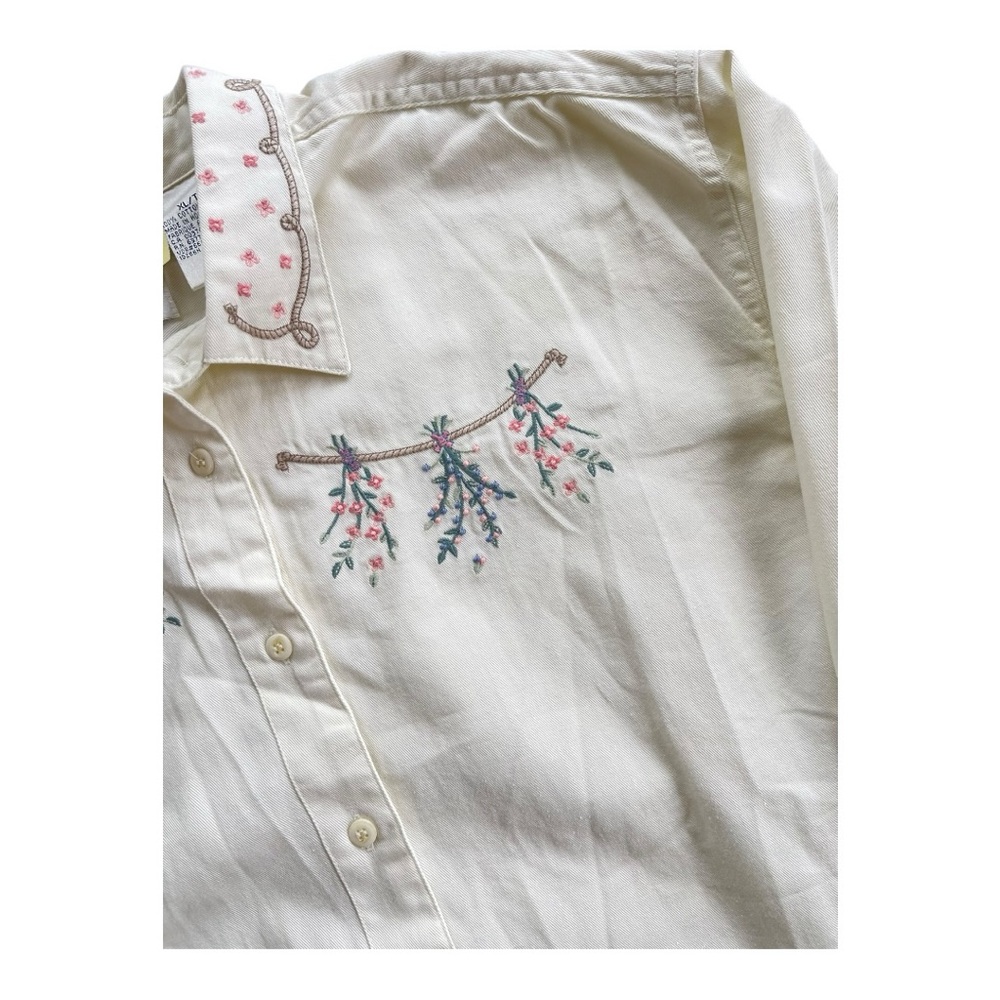Vintage 2pc Northern Reflections Tan Embroidered Sweater Vest Long Sleeve Shirt - Picture 4 of 13